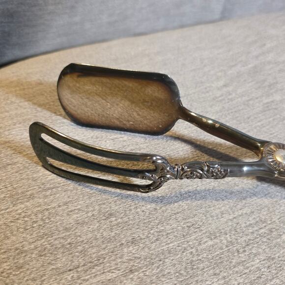 Godinger 20th Century Baroque Silver Plated Pastry Tongs Original Box Christmas - Picture 5 of 7